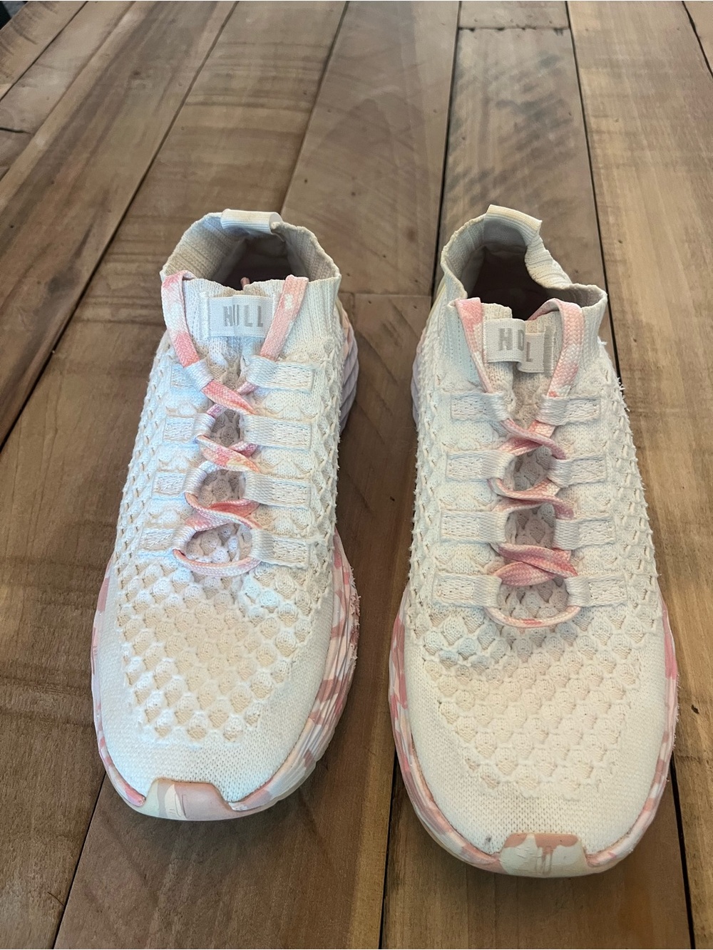NOBULL Allday Knit Training Shoes White W/ Pink Camouflage Soles Women Size 6.5